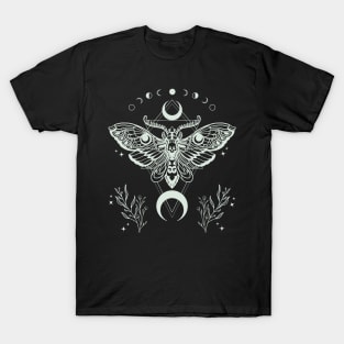 Luna Moth Skull Moon Phases T-Shirt